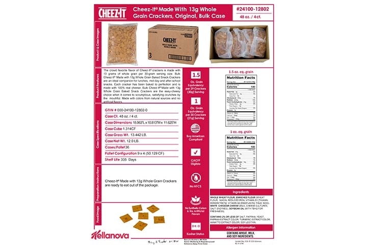 2410012802 Cheez-It Made with Whole Grain Bulk for Schools NLI15796 K-12 Spec