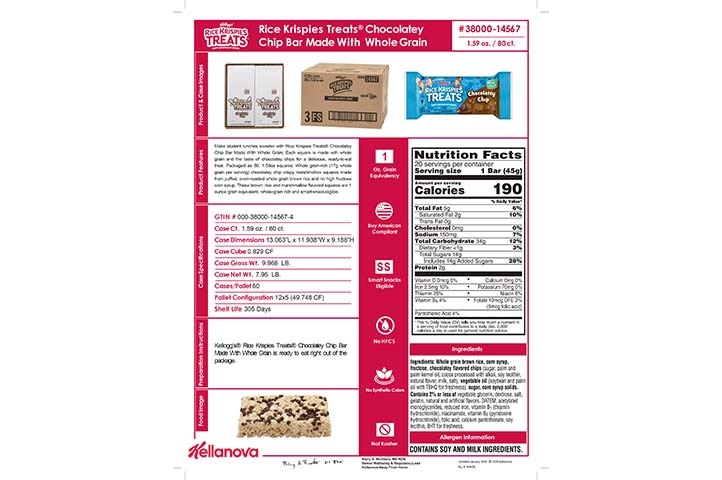 3800014567 Rice Krispies Treats WG Chocolatey Chip NLI14443b K-12 Spec