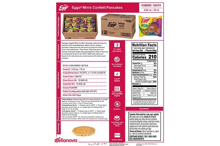 3800018574 Eggo Minis Confetti Pancakes NLI19044 K-12 Spec Image