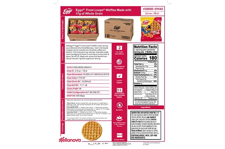 3800029443 Eggo Froot Loops Waffles Made with WG NLI19046 K-12 Spec Image