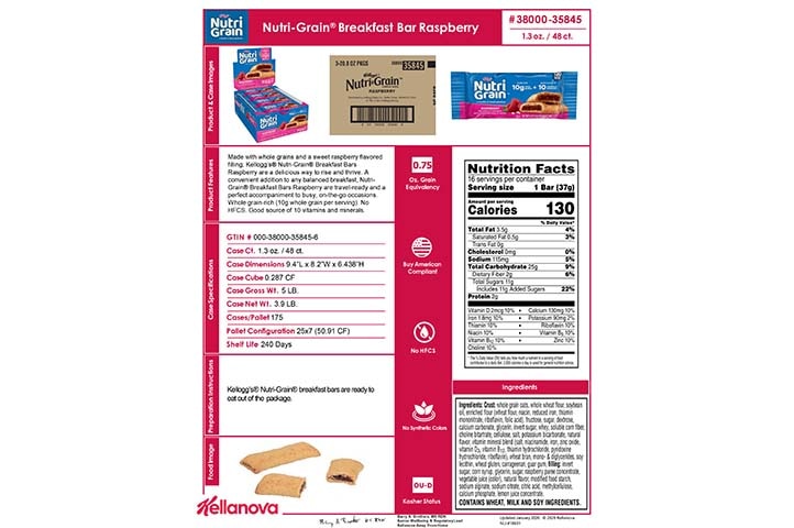 3800035845 Nutri-Grain Bars Raspberry NLI18931 K-12 Spec