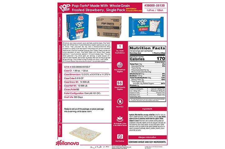 3800055130 Pop-Tarts Made with WG Frosted Strawberry 1ct NLI19323 NLI17553 K-12 Spec Image