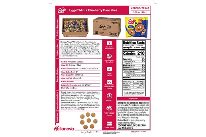 3800092560 Eggo Minis Blueberry Pancakes NLI19043 K-12 Spec Image