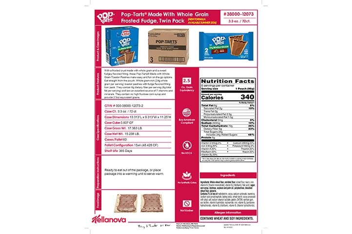 3800012073 Pop-Tarts Made with WG Frosted Fudge NLI19322 NLI17552 K-12 Spec Image