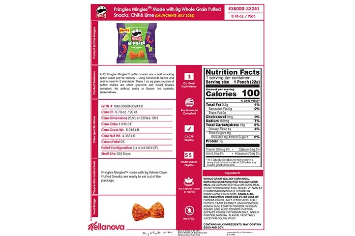 3800033241 Pringles Mingles Zesty Lime Chili NLI19586 K-12 Spec