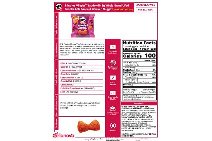 3800033245 Pringles Mingles BBQ Sauce Chicken Nuggets NLI19588 K-12 Spec