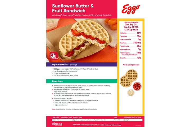 Sunflower Butter & Fruit Sandwich with Eggo® Froot Loops® Waffles