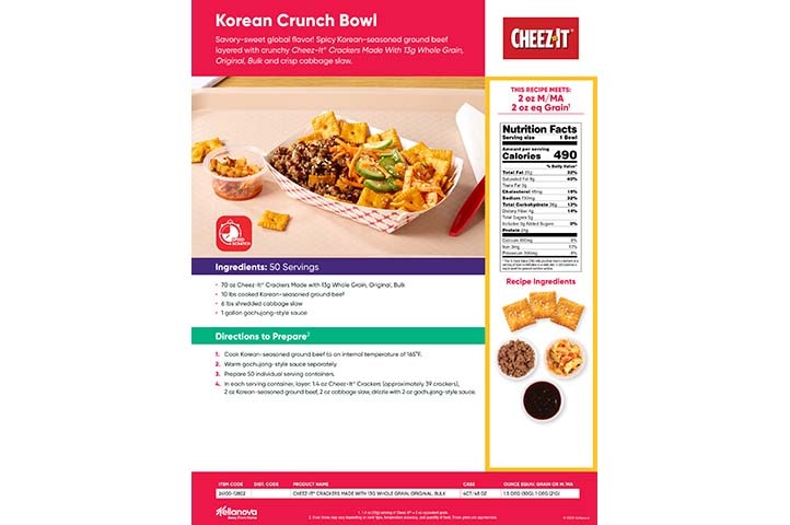 Korean Crunch Bowl K-12 Cheez-It® Bulk Recipe Sheet 2026