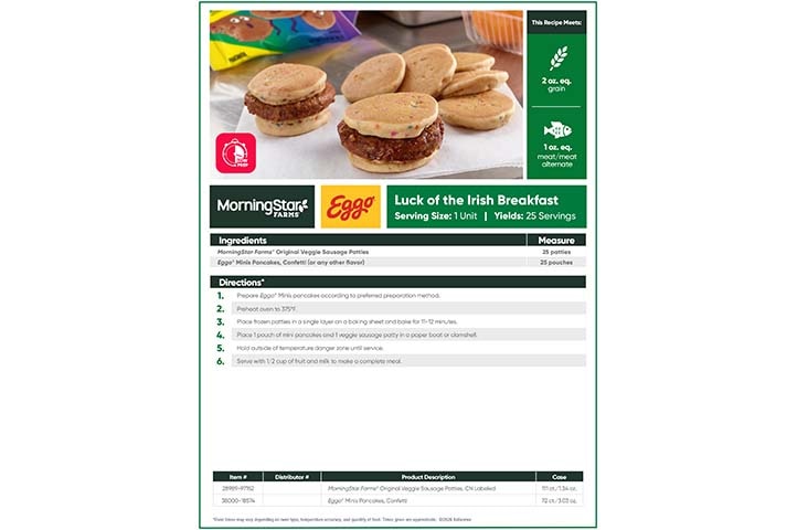 Luck of the Irish Breakfast Recipe Sheet