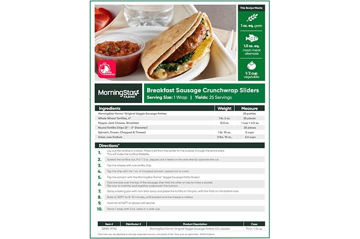 MorningStar Farms® Breakfast Sausage Crunchwrap Sliders Image