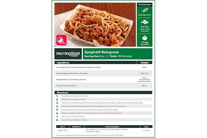 MorningStar Farms® Spaghetti Bolognese Image