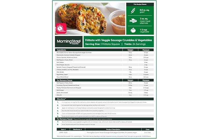 MorningStar Farms® Frittata with Veggie Sausage Crumbles