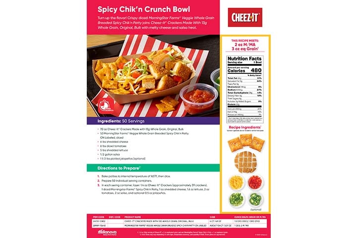 Spicy Chik'n Crunch Bowl K-12 Cheez-It® Bulk Recipe Sheet 2026