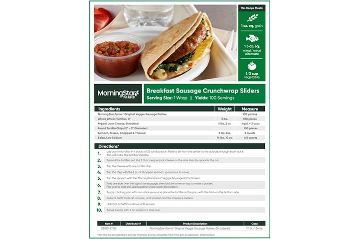 MorningStar Farms® Breakfast Sausage Crunchwrap Sliders Recipe