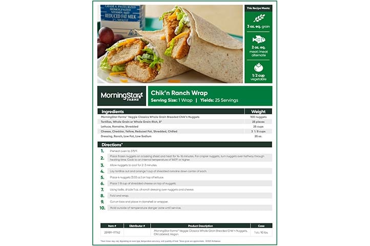 MorningStar Farms® Chik'n Ranch Wrap Recipe