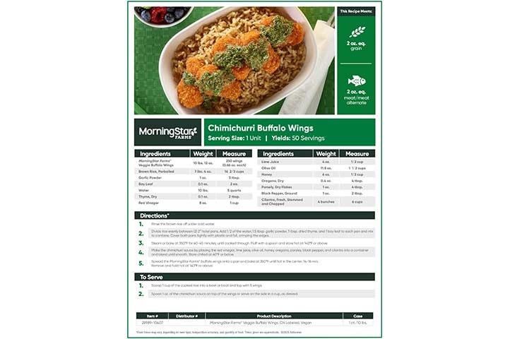 MorningStar Farms® Chimichurri Buffalo Wings Recipe