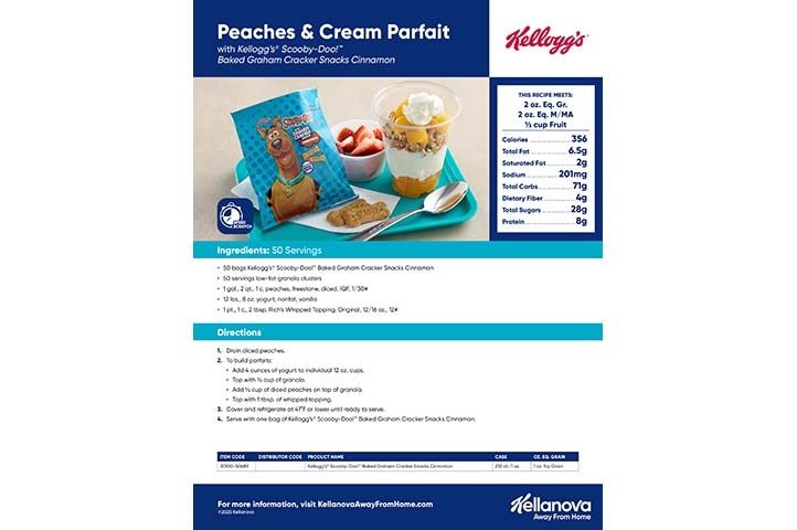 Peaches & Cream Parfait with Cinnamon Scooby Grahams Recipe