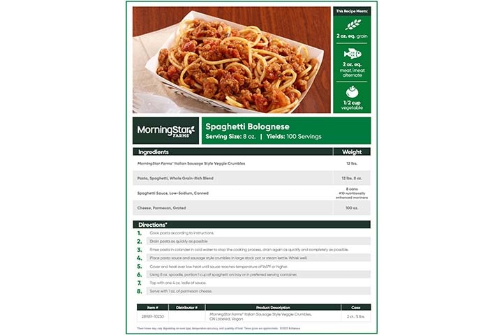 MorningStar Farms® Spaghetti Bolognese Recipe