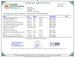 K-12 OK Kosher Certificate