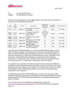 Kellanova Products with Child Nutrition (CN) Labels Letter