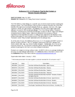 Kellanova K-12 Sesame Allergen Letter