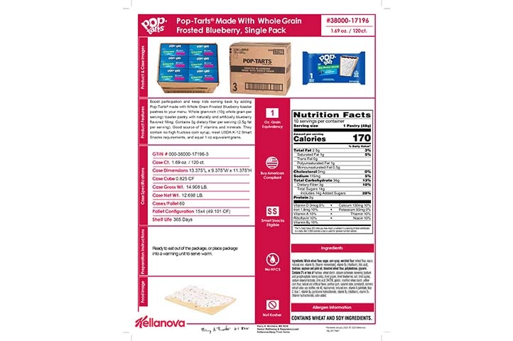 38000 17196 Pop-Tarts Made with 10g WG Frosted Blueberry 1ct K-12 Spec Image