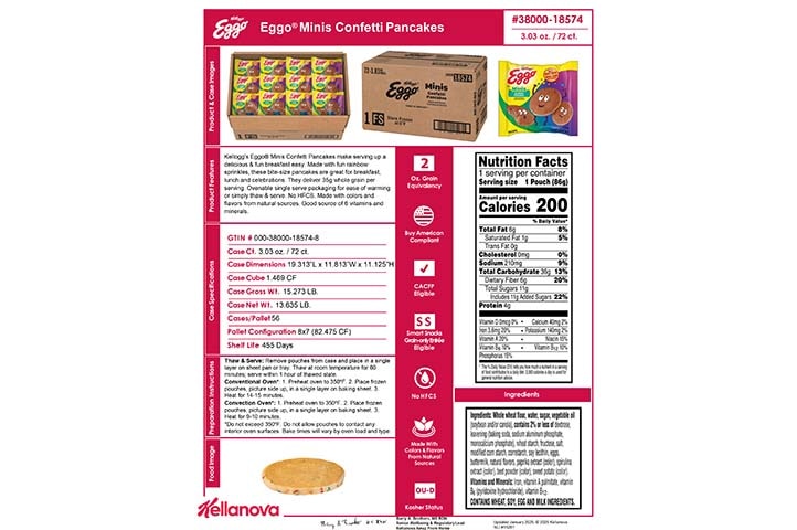 38000 18574 Eggo Confetti Mini Pancakes K-12 Spec Image