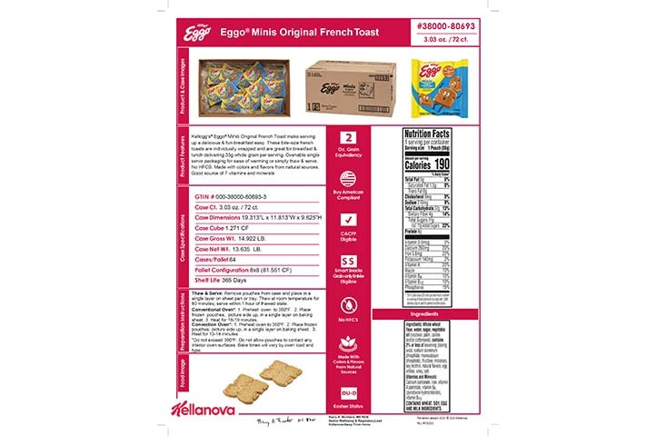 38000 80693 Eggo Original French Toast Minis K-12 Spec