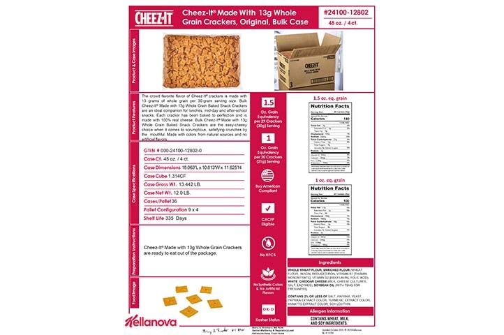 24100 12802 Cheez-It Made with Whole Grain Bulk for Schools K-12 Spec - Available July 2026
