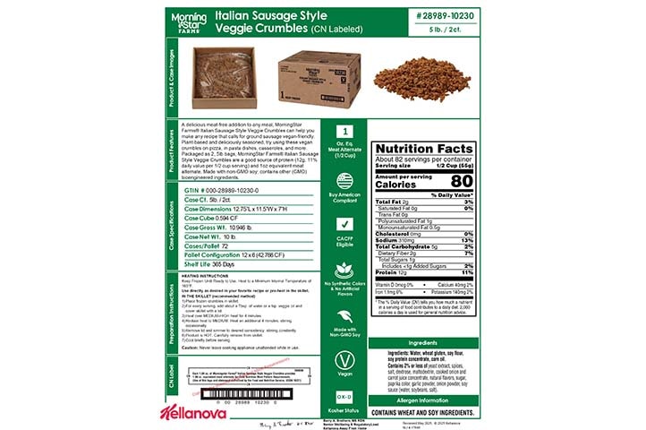 28989 10230 MSF Italian Sausage Style Crumbles K-12 Spec Image