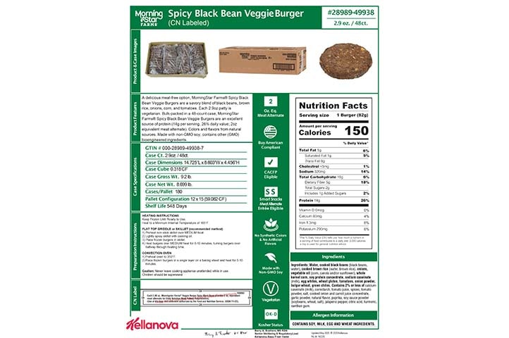 28989 49938 MSF Spicy Black Bean Burger CN K-12 Spec Image