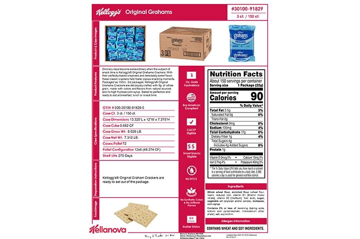 30100 91829 Kellogg's Original Grahams 3ct K-12 Spec Image