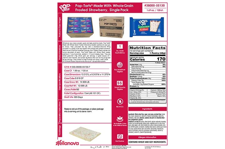 38000 55130 Pop-Tarts Made with 10g WG Frosted Strawberry 1ct K-12 Spec Image