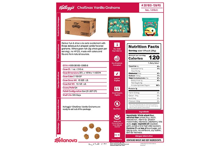 30100 12695 Kellogg's Chat Snax Vanilla Grahams 1oz Pouch NLI 18137 - Combined Bid Spec Image