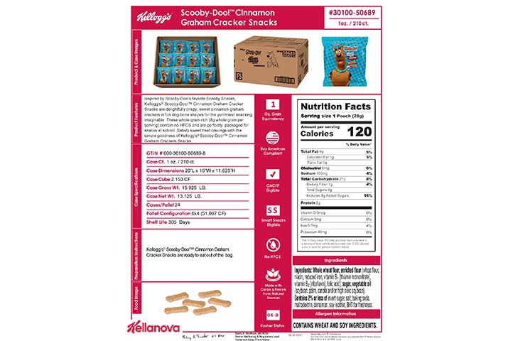 30100 50689 Kellogg's Scooby Doo Cinnamon Graham Cracker Snacks NLI 18091 - Combined Bid Spec Image
