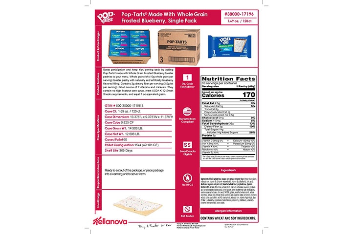 38000 17196 Pop-Tarts Made with 10g WG Frosted Blueberry 1ct NLI 17547 - Combined Bid Spec Image
