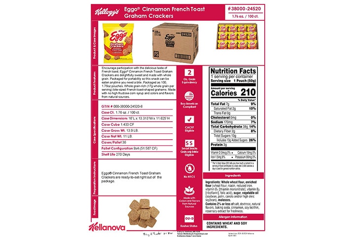 38000 24520 Kellogg's Eggo Cinnamon French Toast Graham Crackers NLI 17465 - Combined Bid Spec Image