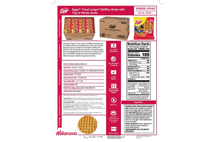 38000 29443 Eggo Froot Loops Waffles Made with 17 grams of Whole Grain NLI 18414 - Combined Bid Spec Image