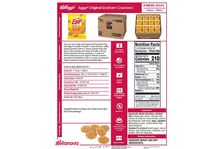 38000 29476 Kellogg's Original Eggo Waffle Grahams NLI 18552 - Combined Bid Spec Image