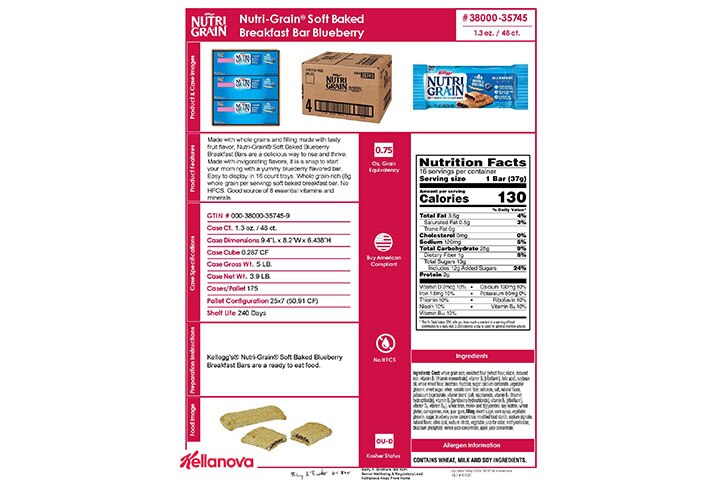 38000 35745 Nutri-Grain Soft Baked Breakfast Bars - Blueberry NLI 18520 - Combined Bid Spec Image