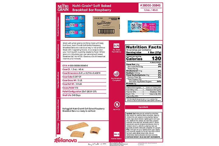 38000 35845 Nutri-Grain Soft Baked Breakfast Bars - Raspberry NLI 18529 - Combined Bid Spec Image