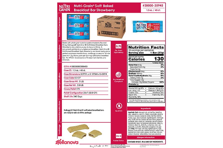 38000 35945 Nutri-Grain Soft Baked Breakfast Bars - Strawberry NLI 18510 - Combined Bid Spec Image
