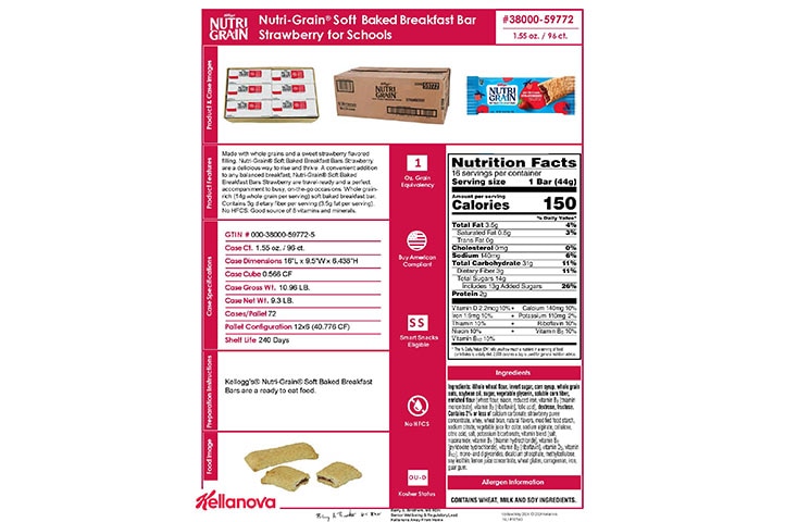 38000 59772 Nutri-Grain Soft Baked Breakfast Bars for Schools -Strawberry NLI 18540 - Combined Bid Spec Image
