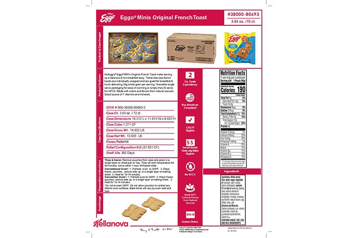 38000 80693 Eggo Original French Toast Minis NLI 18284 - Combined Bid Spec Image