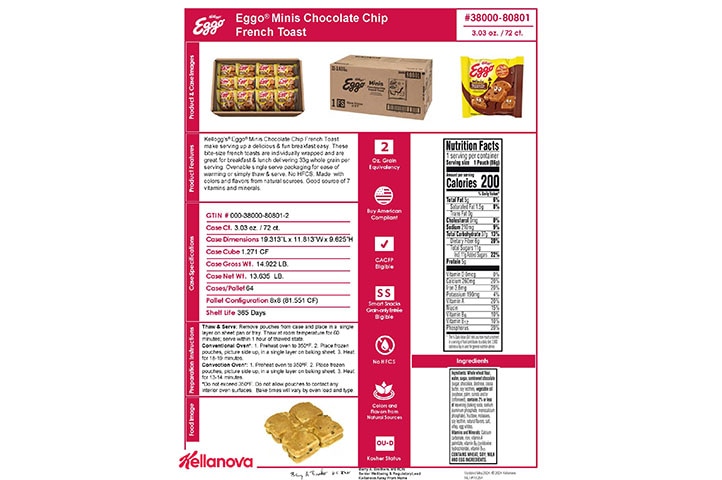 38000 80801 Eggo Chocolate Chip French Toast Minis NLI 18284 - Combined Bid Spec Image
