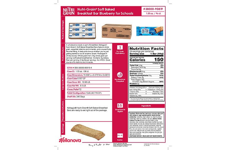 38000 90819 Nutri-Grain Soft Baked Breakfast Bars for SChools - Blueberry NLI 18546 - Combined Bid Spec Image