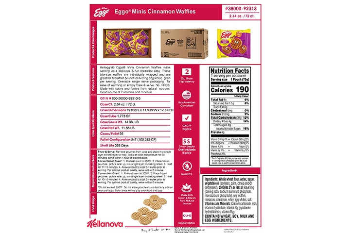 38000 92313 Eggo Minis Cinnamon Waffles NLI 18252 - Combined Bid Spec Image