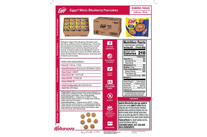 38000 92560 Eggo Minis Blueberry Pancakes NLI 18574 - Combined Bid Spec Image